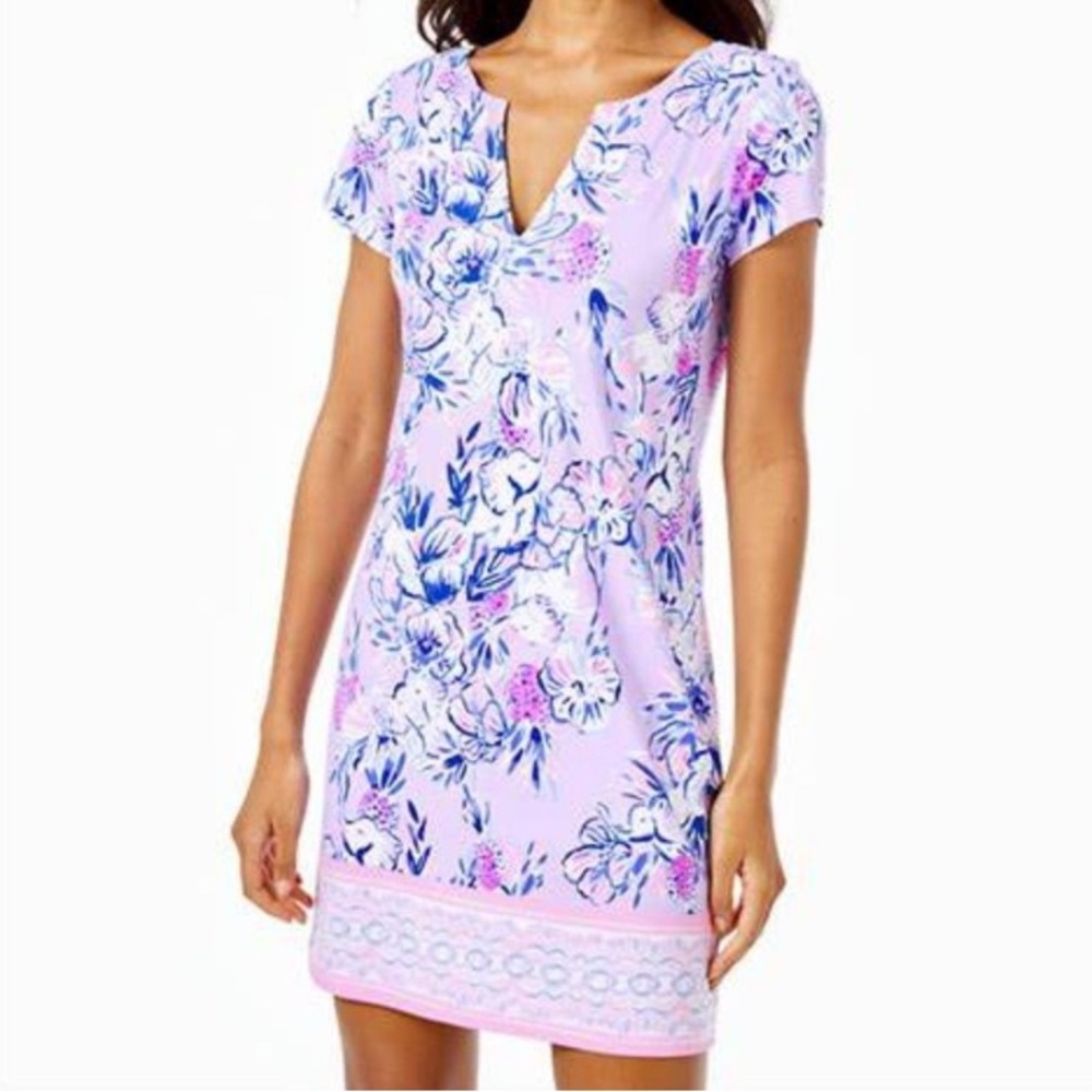 Lilly Pulitzer UPF 50+ Sophiletta Dress in Light Lilac Trunks In The Air, Size S